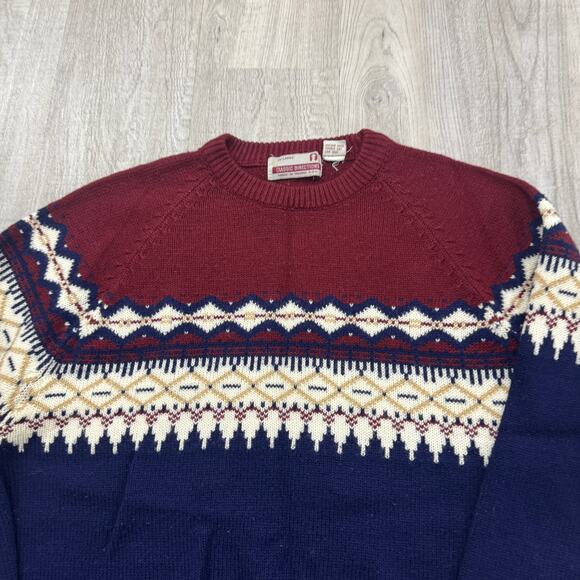 Vintage Classic Directions Sweater Men's XL Nordic Fair Isle Crewneck Fisherman - Picture 3 of 6
